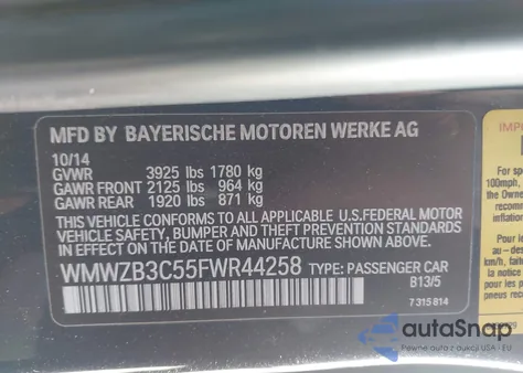 2015 Mini Countryman Cooper из США, поврежденный, VIN WMWZB3C55FWR44258